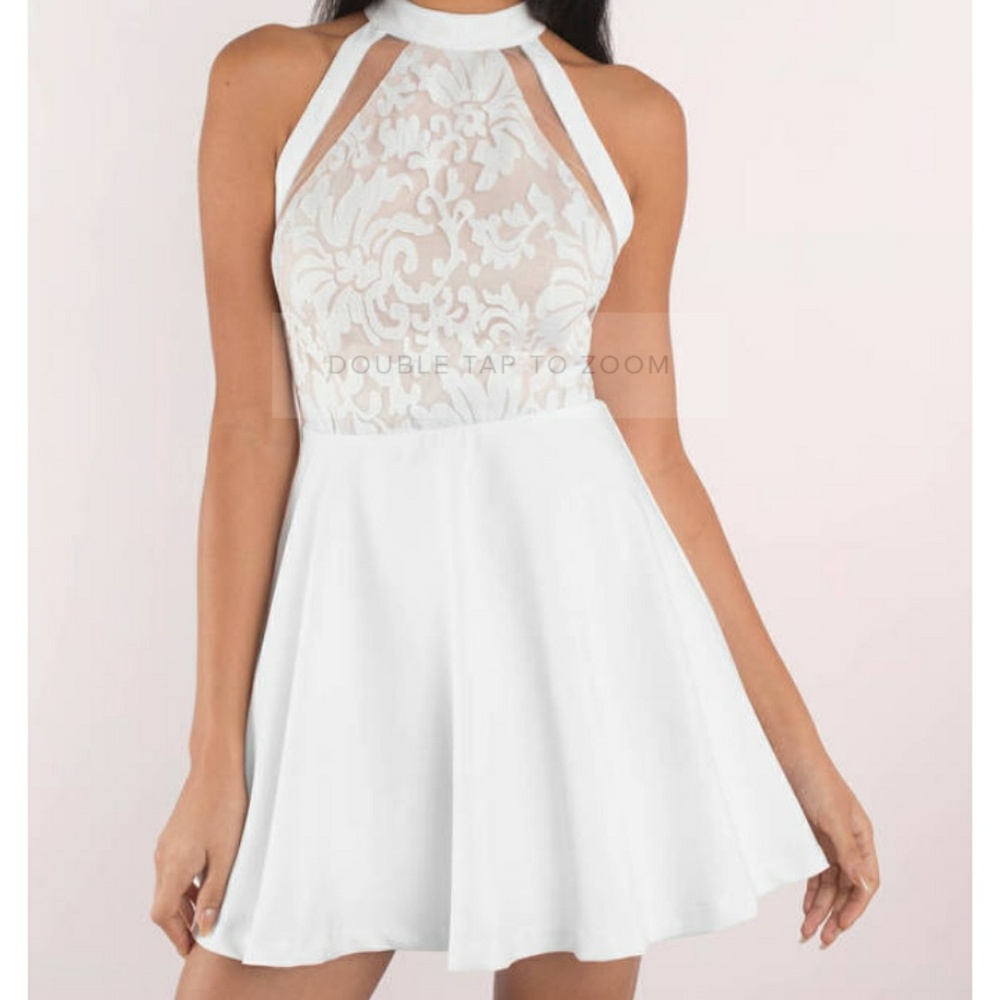 Tobi white lace skater dress